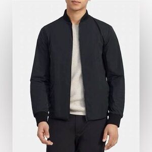 New Theory Amir Reversible Bomber Jacket Black and Navy Blue Size Large